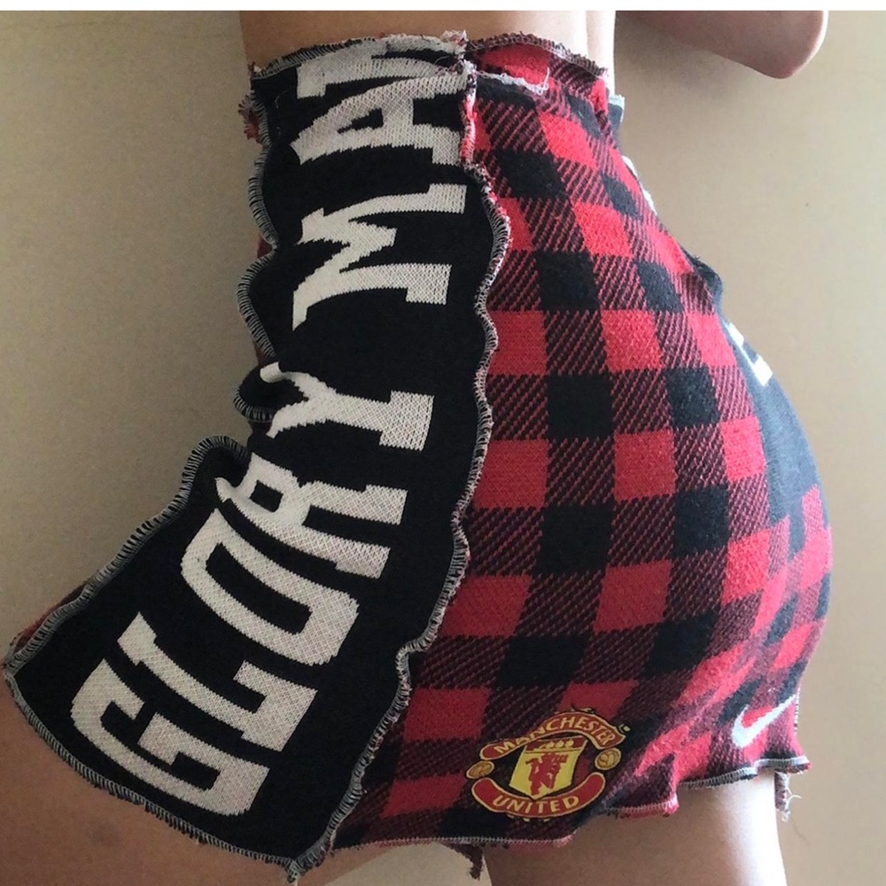 Recycled one of a kind football soccer skirt made out of scarf
